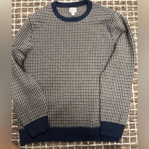 J. Crew Crewneck Sweater in Navy and Tan Houndstooth